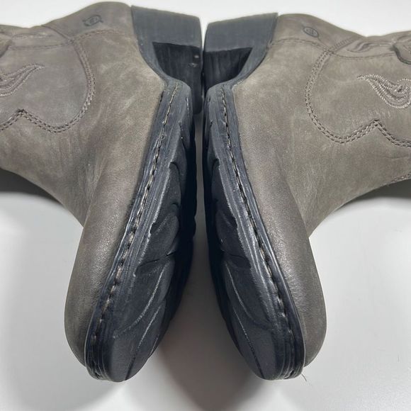 Born Womens Embroidered Leather Western Booties Boots Side Zip Gray Size 6.5 - Picture 7 of 9